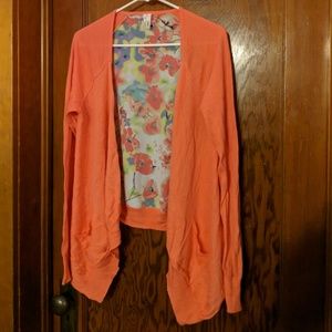 Coral floral cardigan